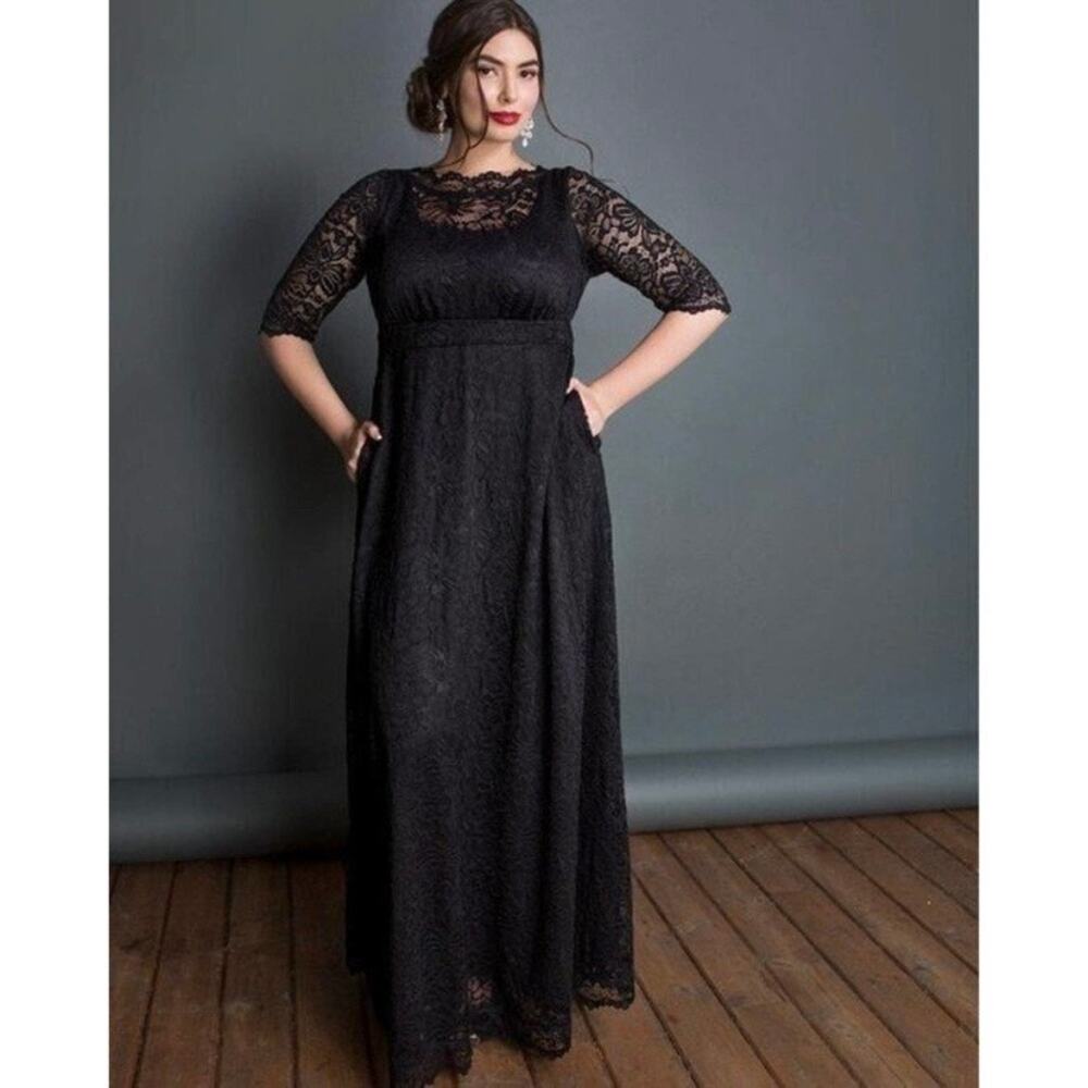 Kiyonna Black Lace Leona Maxi Dress Sz.4X NWT